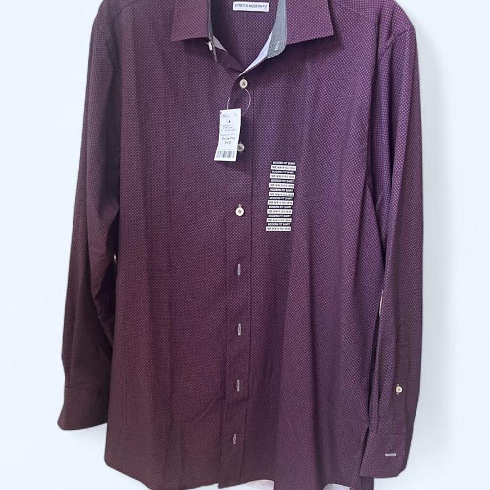 Nick Graham Everywhere Men’s Stretch Modern Fit Shirt – Burgundy size medium